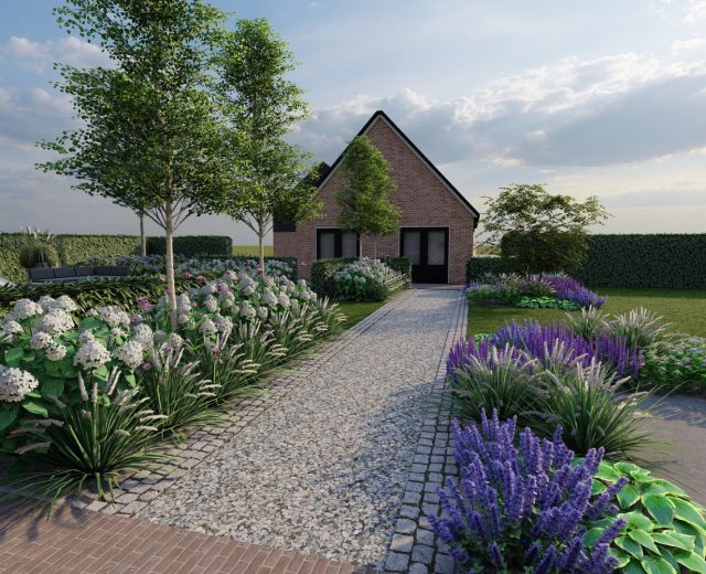 Karrenspoor moderne boerderijtuin