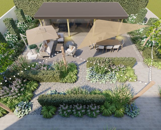 Schaduwdoek in tuin
