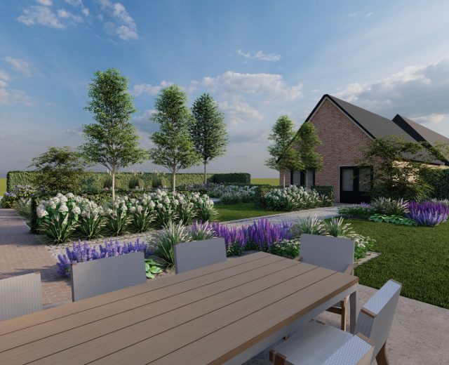 moderne boerderijtuin hoogstam bomen