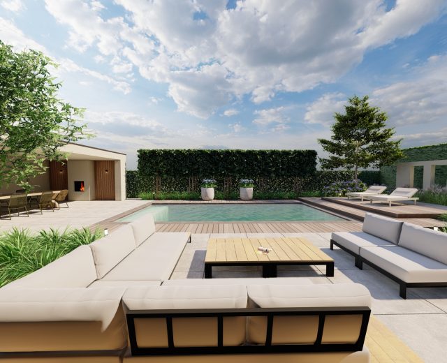 moderne wellnesstuin 3D tuinontwerp
