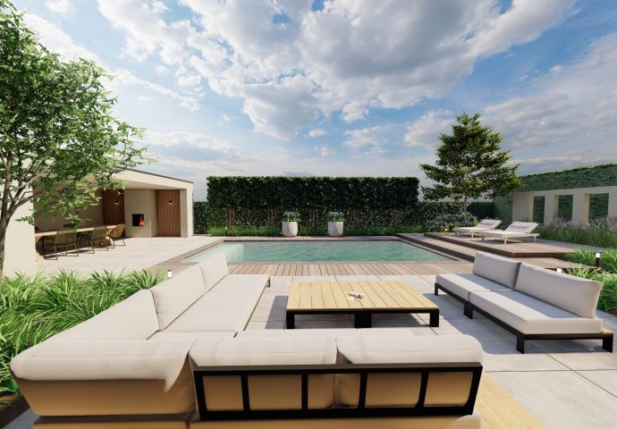 moderne wellnesstuin 3D tuinontwerp