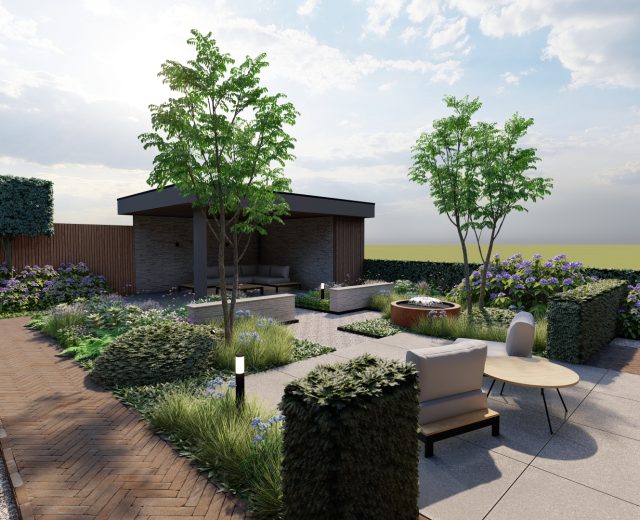 Middel grote tuin modern levendige tuin